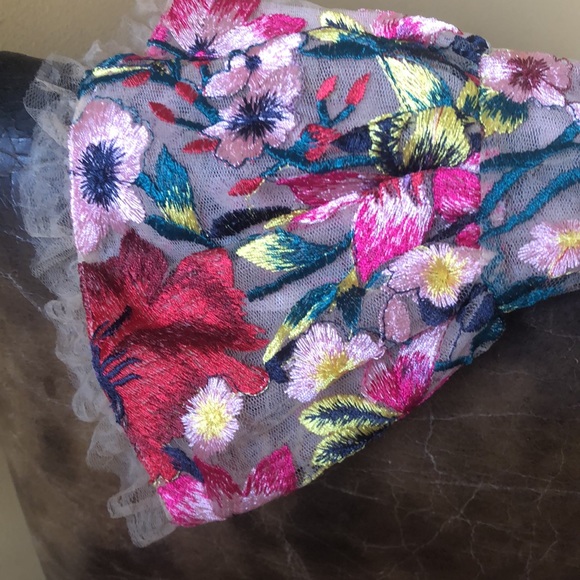 Kevan Hall Floral Embroidered Sheet Organza Top S - Picture 6 of 9